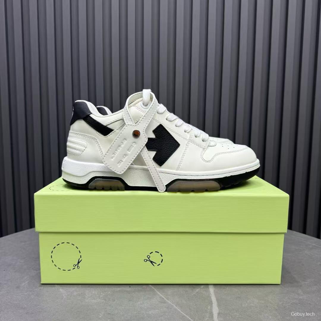 2025 Unisex Off-White White Black Leather Sneakers KFY00310