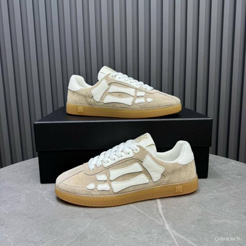 2024 Unisex Amiri Beige White Suede Leather Sneakers MJ00300