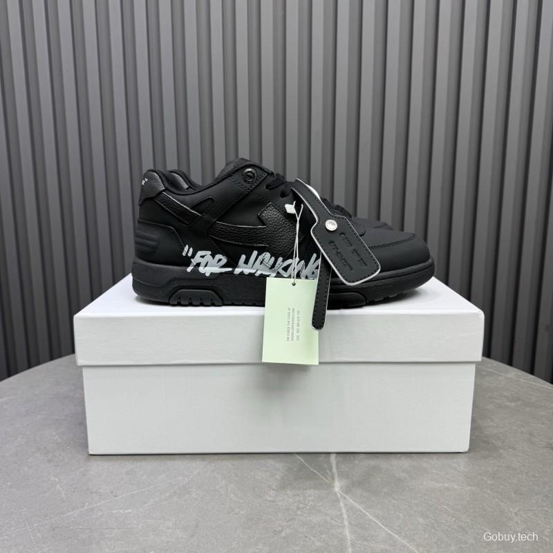 2025 Men OFF WHITE Black Leather Sneakers KFY00320