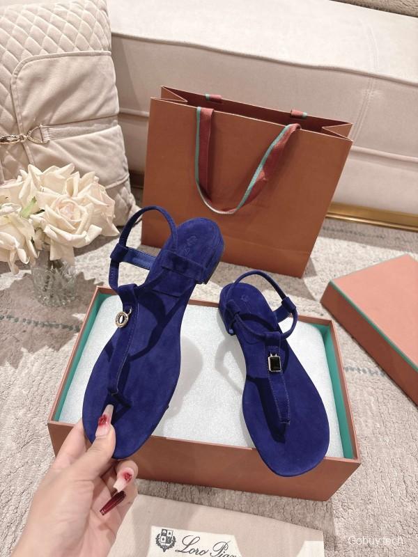 2025 Women LP Blue Suede Sandals