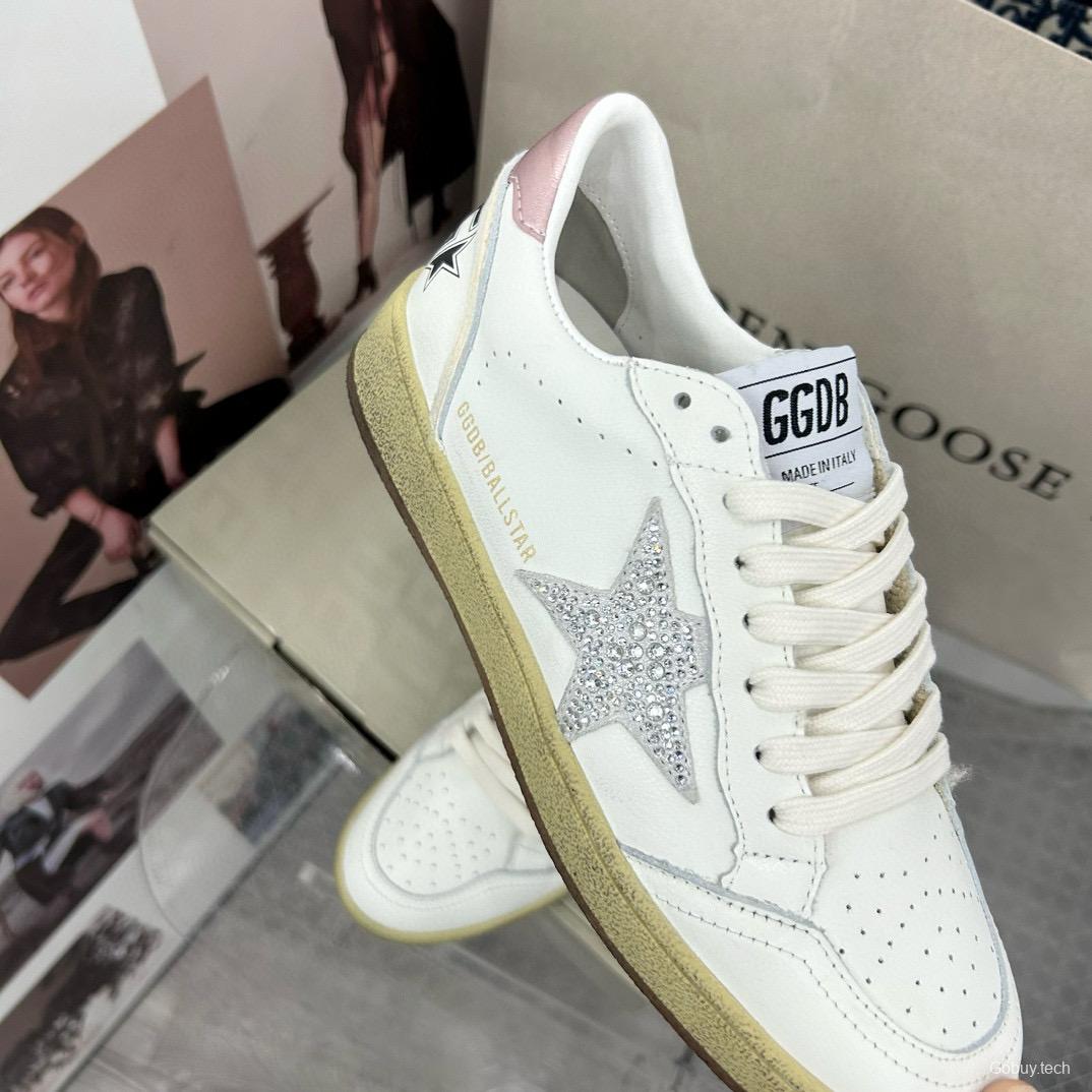 2024 Unisex GGDB White Pink Leather Low Top Sneakers MJ00260