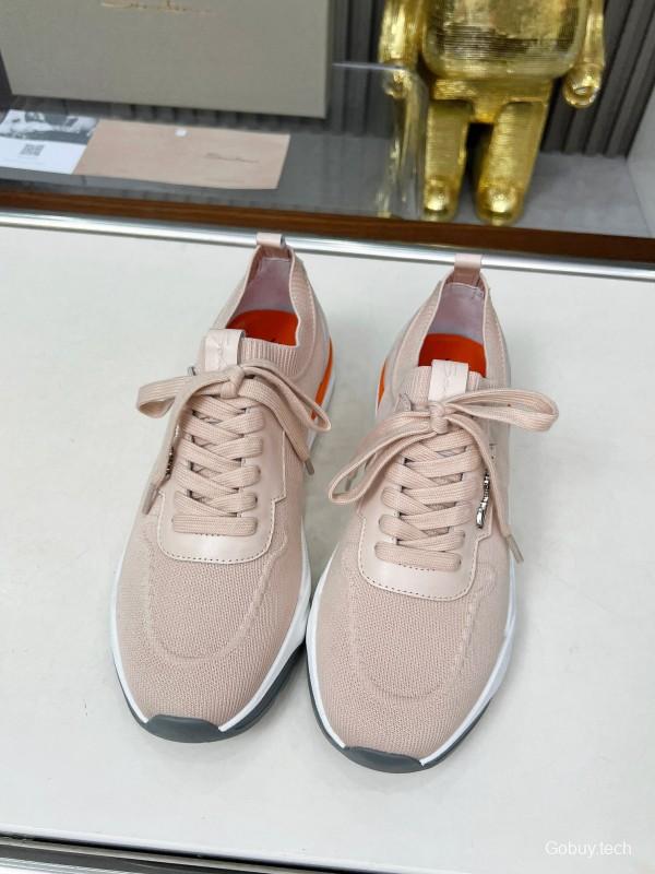 2025 Unisex Santoni Beige Wool Blend Knit Sneakers AS00320