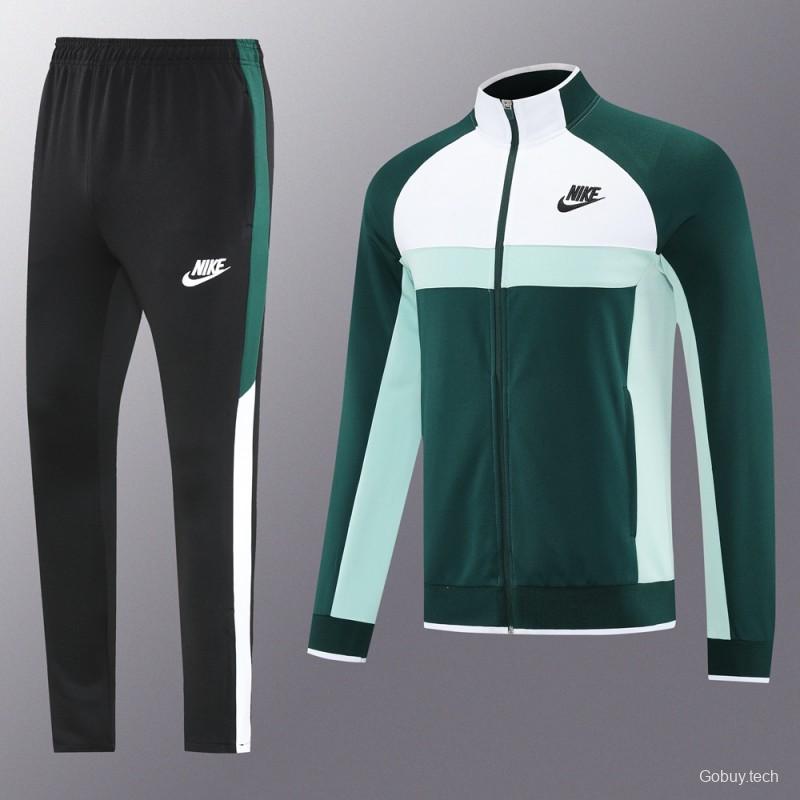 2025 Nike Green/White Full Hoodie Zipper Jacket +Long Pants