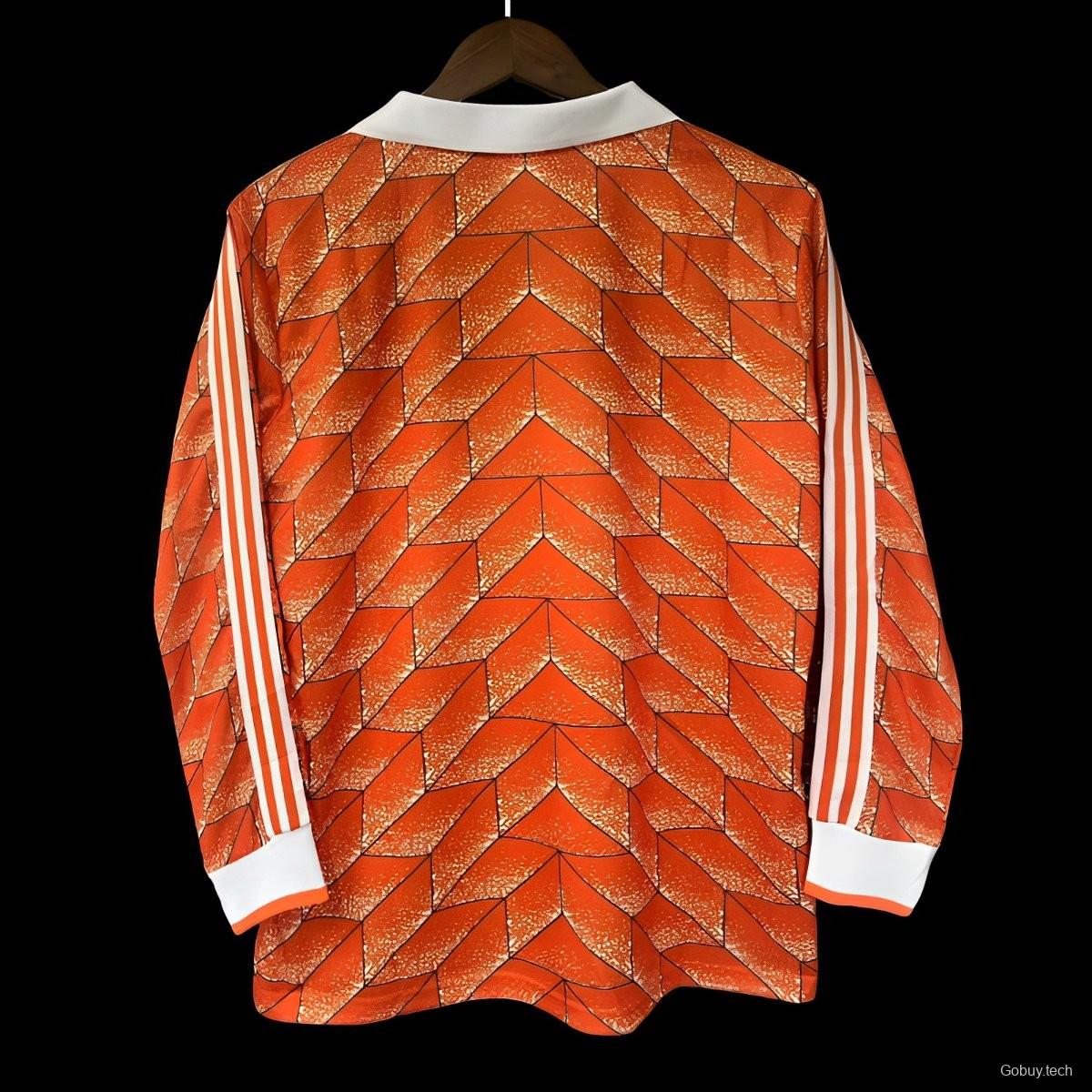 Retro 1988 Netherlands Home Long Sleeve Jersey